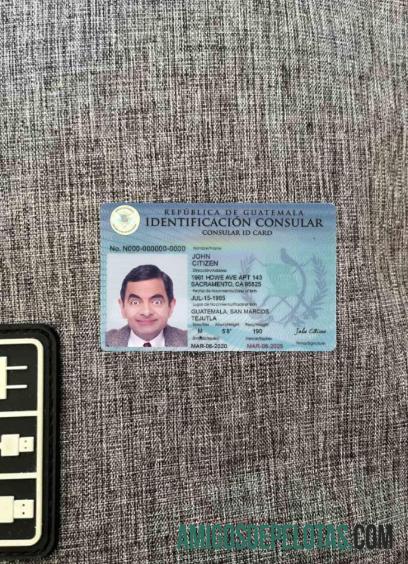 Guatemala Consular ID Card olhar de foto frente exemplo